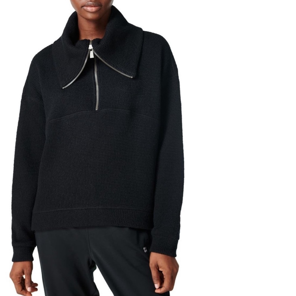 Sweaty Betty Black Quarter-Zip Sweater